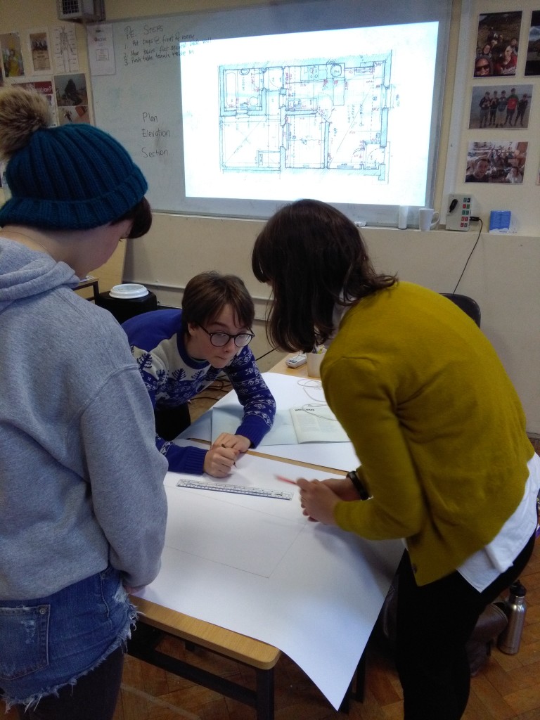 Students working with architect Gillian Brady